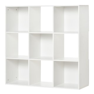Librería blanca de nueve cubos para casa y oficina