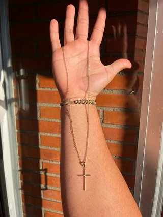 Cadena 50cm Oro 18kt con Colgante Cruz