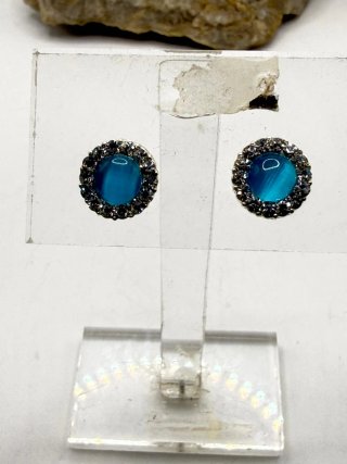 Pendientes Vintage Azul Turquesa Ojo de Gato