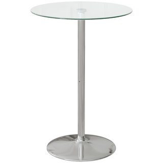 Mesa alta de bar redonda de vidrio y acero, Ø70 cm