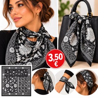 Pañuelo Estampado Blanco y Negro