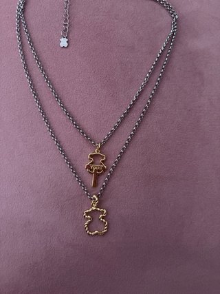 Collar doble de oso acero