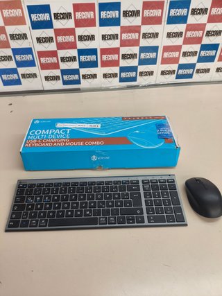 iClever, teclado y ratón inalámbricos QWERTZ, Bluetooth/2,4G, gris