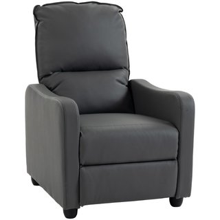 Sillón reclinable, con reposapiés, PU, gris oscuro