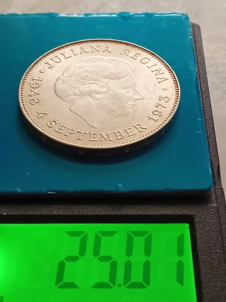 Moneda 10 Gulden Holanda 1973 Plata