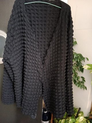 Chaqueta de punto abierta negra talla 44