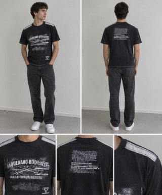 Camiseta Negra Manga Corta Estampada