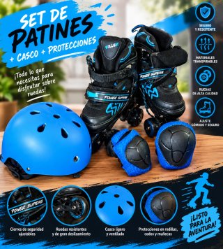 Set de Patines para Niños con Casco y coderas