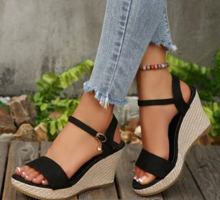 Sandalias de Cuña Negras