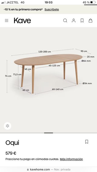 Mesa Comedor Ovalada Oqui Kave Home