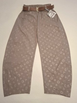 Pantalón Balloon Beige Estampado