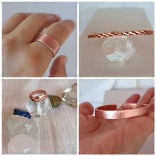 Lote 2 Pulseras y 2 Anillos de Cobre 100%