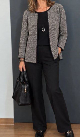 Chaqueta Jaspeada Blanco y Negro Zara