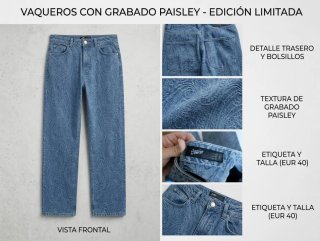 Vaqueros Stradivarius Paisley Azul Talla 40