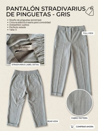 Pantalón Stradivarius Gris de Pinguetas