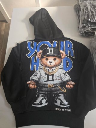 Sudadera con Capucha y Estampado de Oso