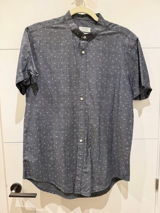 Camisa Manga Corta Zara Azul Estampada