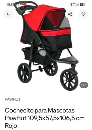 Carrito para Mascotas PawHut Rojo. Un solo uso.