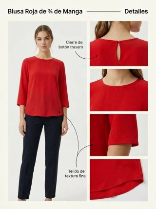 Blusa Roja de Manga 3/4