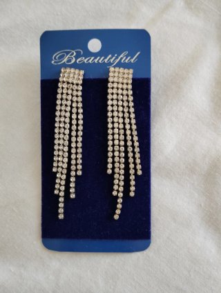Pendientes Largos Plateados Brillantes