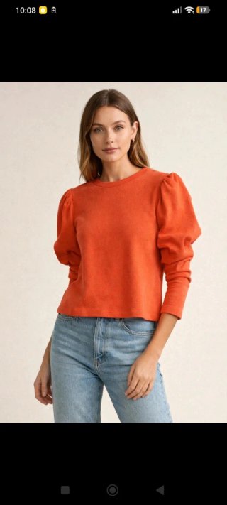 Jersey Naranja con Mangas Abullonadas