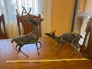 Set de 2 Figuras de Ciervos de Bronce