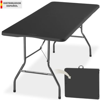 Mesa de camping plegable con asa, carga 120 kg, 180x70x74cm, antracita