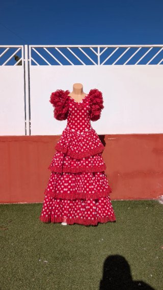 553 Vestido de Gitana Rojo con Lunares talla S