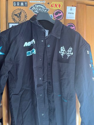 Chaqueta Vaquera Negra Estilo Carreras Retro