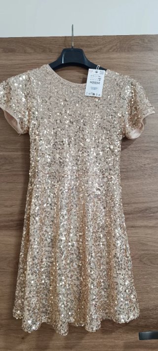 Vestido de Lentejuelas Oro Zara