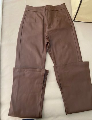 Pantalón Largo de Cuero Marrón