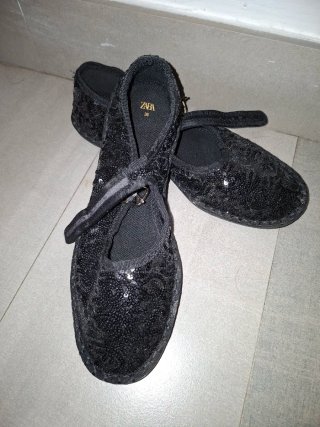 Manoletinas Zara Niña Negras Talla 36