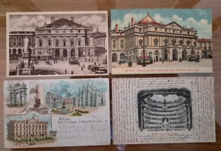 Set de 4 Postales Antiguas de Milán