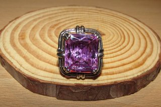 Anillo sortija vintage de plata sello 925 lavanda