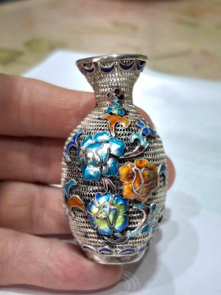 Mini vaso in argento 925 smaltato