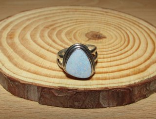 Anillo sortija plata ópalo sello semi borrado 925