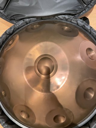 Handpan 10 notas D Kurd 22" 440Hz dorado + funda