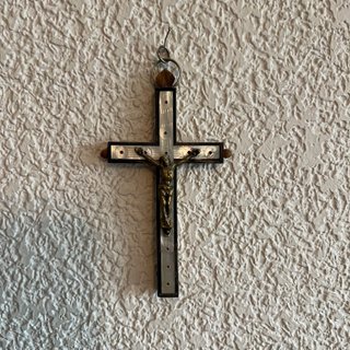 Antiguo Crucifijo Jerusalén - Nácar y Madera Olivo