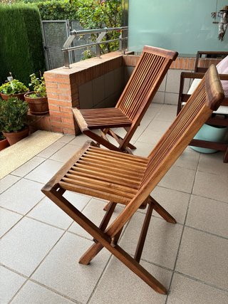 Set de 2 Sillas Plegables de Teca a 24€/ud