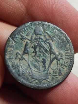 Moneda Vaticano 1/2 Baiocco 1849 Pío IX