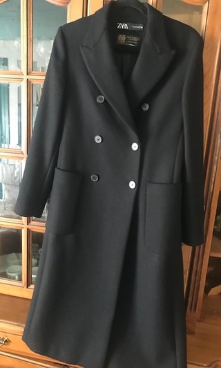 Abrigo ZARA Lana Manteco Negro