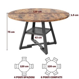 Mesa para comedor Tondo Industrial con Estante par