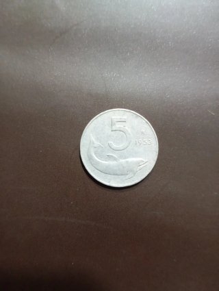 Moneta 5 Lire 1953 Delfino