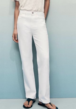 Pantalón Recto Blanco Mango