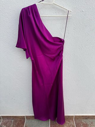 Vestido asimétrico morado S Zara