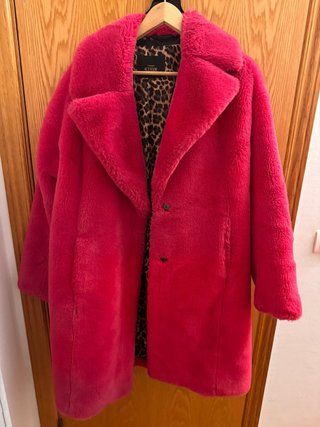 Abrigo Oversize Twinset Rosa de Pelo Sintético