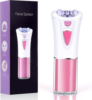 Depiladora Facial Eléctrica Rosa y Blanca