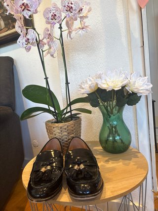 Mocasines Zara de Charol Negro con Borlas