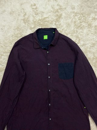 Camisa Hugo Boss Burdeos y Negra XL