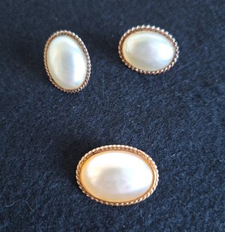 Set de Pendientes y Broche  Plata de ley Dorada